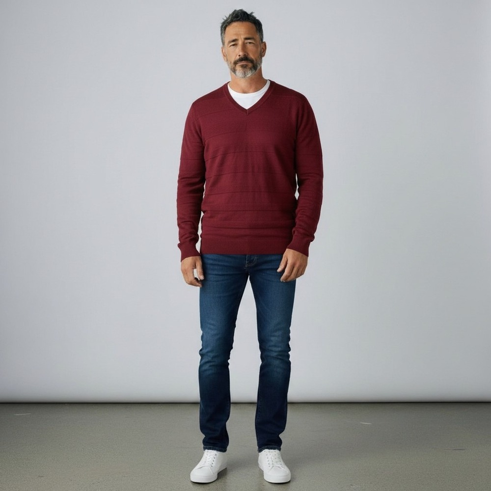 CALVIN‎ KLEIN JEANS CK BLACK CHERRY RED BURGUNDY Large KNIT SWEATER MENS